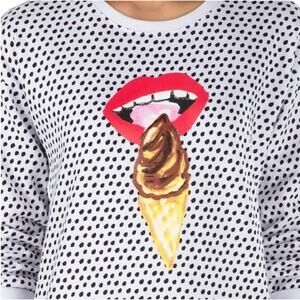 Vans x Kendra Dandy Women's Medium Sweatshirt Ice Cream Polka Dots‎ Crew Neck